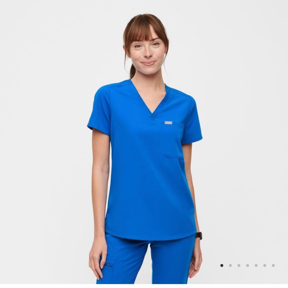 FIGS Scrubs Catarina One-pocket Shirt Royal Blue Size Small